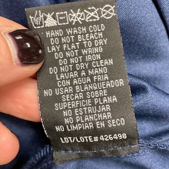 R&M Richards Navy Off the Shoulder Fishtail Evening Gown with Full Body Shimmer - Picture 10 of 12